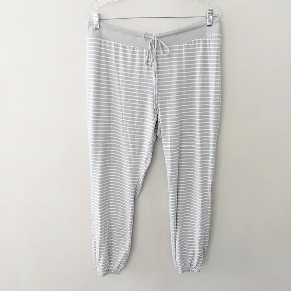 Gilligan & O'Malley pajama pants Large blue white stripes joggers drawstring - Picture 1 of 8